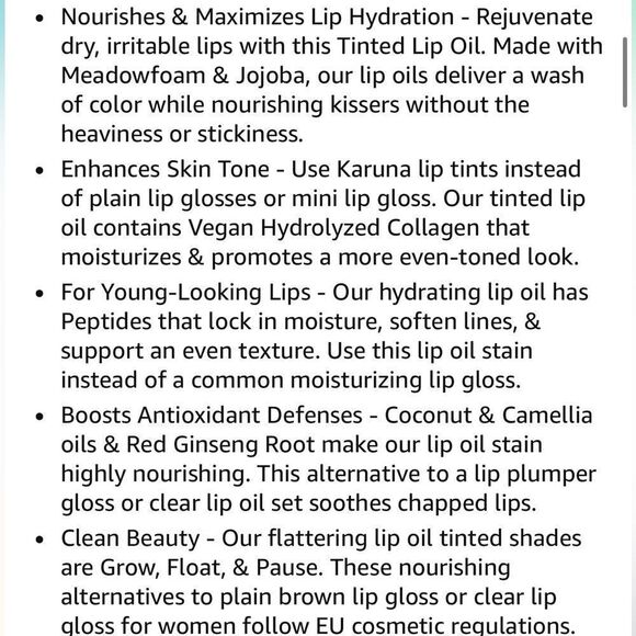 🌻 Karuna Tinted Lip Oil - Red Ginseng & Peptides Grow Grandir New Full Size - Picture 4 of 6